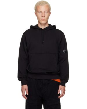 C.P. Company Diagonal Raised Fleece Lens Hoodie - Black