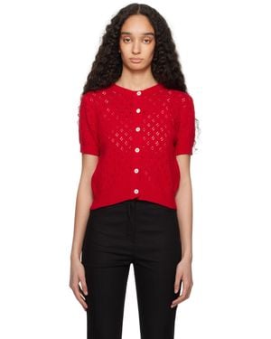 DUNST Cardigan À Manches Courtes Rouge En Crochet
