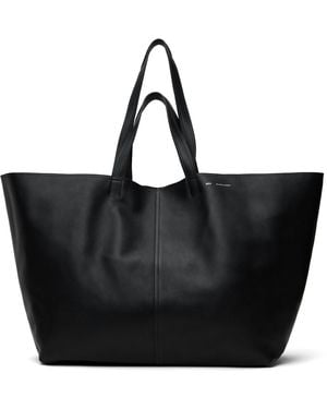 Ami Paris ブラック ミディ マキシ レザー トートバッグ