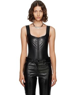 Courreges Cut-Out Faux-Leather Bodysuit - Black