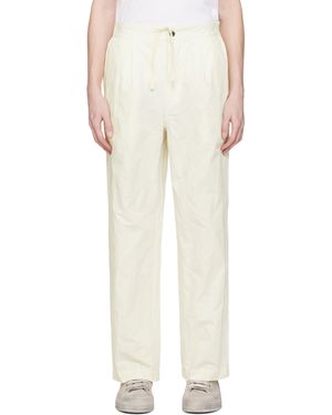 Document Pantalon Blanc Cassé En Coton À Fibres Métallisées Et À Nervures - Neutre