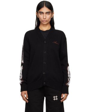 Amiri Cardigan Noir À Motif D'Os