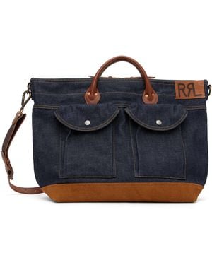 RRL Leather-Trim Denim Tote - Blue
