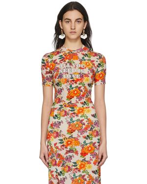 Rabanne Ssense Exclusive Capsule Printed Nacre Crop T-shirt - Multicolour