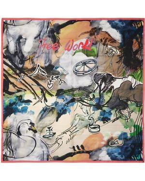 Vivienne Westwood 'Free World' Square Scarf - Grey