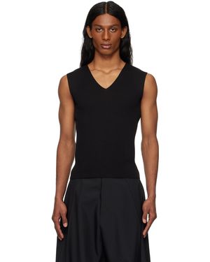 Issey Miyake Pull Noir En Tricot Côtelé Sans Coutures