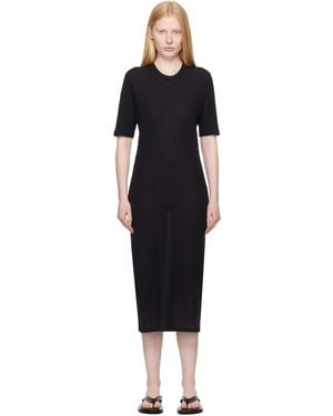 Ami Paris Cotton Short Sleeve Maxi Dress - Black