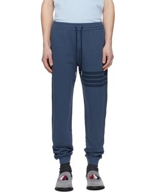 Thom Browne Overdyed Solid Loopback 4 Bar Joggers - Blue