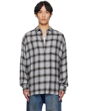 stein Chemise Surdimensionnée Grise À Carreaux Et À Boutons - Noir