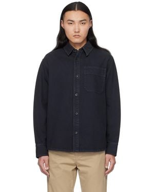 A.P.C. Basile Brodée Poitrine Overshirt - Blue