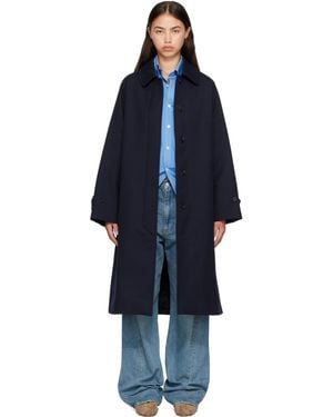 A.P.C. Manteau Hydrofuge Bleu Marine En Laine