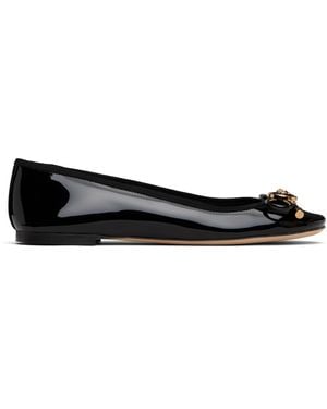 Versace Opera Bow Patent Ballerina Flats - Black