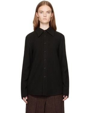 UMBER POSTPAST Slim Fit Wool Felted Shirt - Black