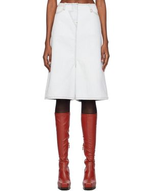 Pushbutton Five-pocket Denim Shorts - White