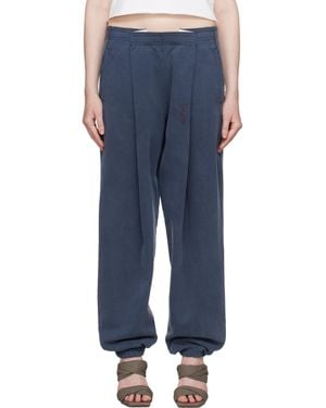 T By Alexander Wang ネイビー ロゴ ウエスト タック スウェットパンツ - ブルー
