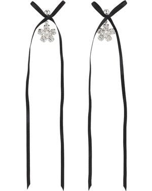 Simone Rocha Mini Daisy Drop Bow Earrings - Black