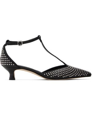 Aeyde Liz Mini Stud Leather Heels - Black