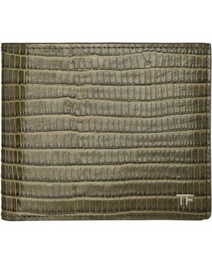 Tom Ford Khaki T Line Classic Bifold Wallet - Green
