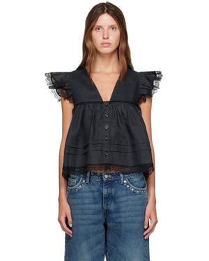 Ganni Linen Blouse - Black