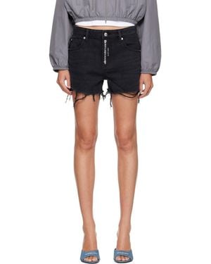 Alexander Wang Relaxed Hotfix Logo Fly Denim Shorts - Blue