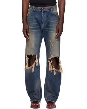 Vetements Ripped O-Leg Jeans - Blue