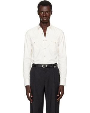 RRL Slim Fit Poplin Western Shirt - White