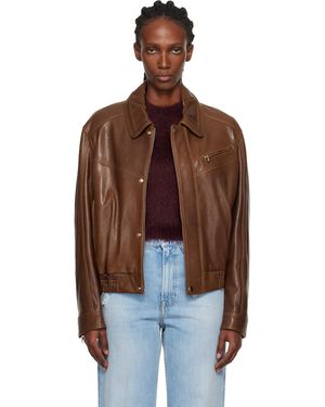 Nour Hammour Clint Cropped Bomber Jacket - Brown