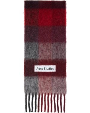 Acne Studios Mohair Checked Scarf - Red