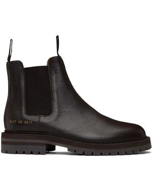 Common Projects Bottes Chelsea Brunes En Cuir - Noir