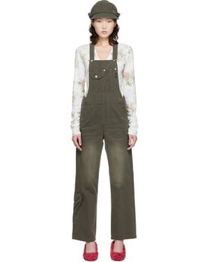 OPEN YY Cargo Pocket Cotton Overalls - Black