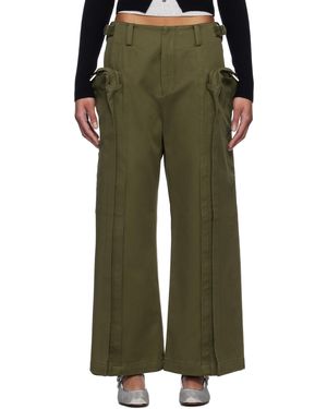 Fax Copy Express Pantalon Cargo Kaki À Poches Prolongées - Vert