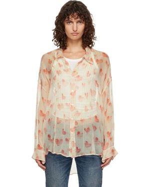 R13 Off- Pintuck Drop Neck Shirt - Natural