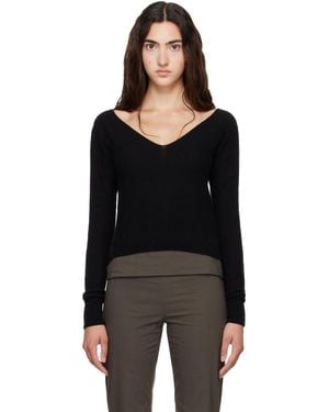 Baserange Pull Tier Noir À Col En V