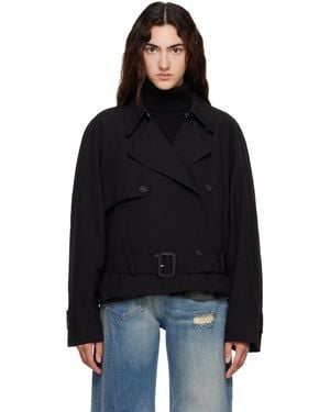 MM6 by Maison Margiela Belted Wool Blend Jacket - Black