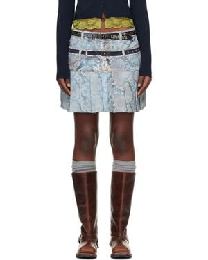 ANDERSSON BELL Python Fade Denim Printed Miniskirt - Black