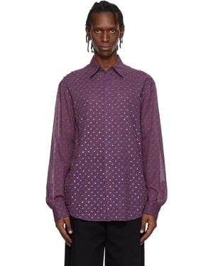 Dries Van Noten Chemise Mauve À Paillettes - Violet