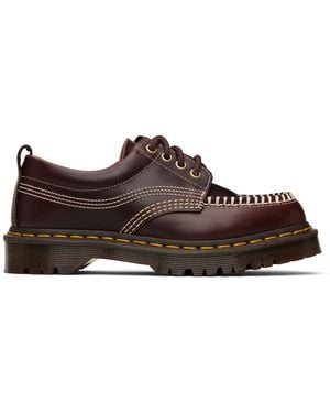 Dr. Martens Burgundy Lowell Leather Moc Toe Derbys - Brown
