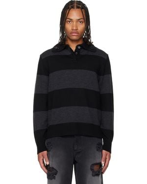 Simone Rocha Polo De Rugby Gris Et Noir À Col À Ornements Facettés
