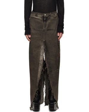 Rick Owens Tower Sliced Denim Maxi Skirt - Black
