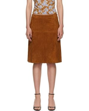 Versace Suede Midi Skirt - Brown