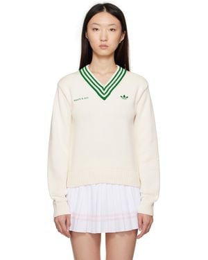Sporty & Rich Sportyrich Off- Adidas Originals Edition V-neck Jumper - White