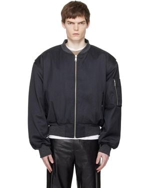 Entire studios Cropped Broad Suiting Bomber Jacket - Black