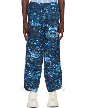 Palmier Panelled Cargo Trousers - Blue