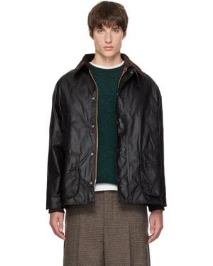 Barbour Blouson Bedale Brun En Coton Ciré - Noir
