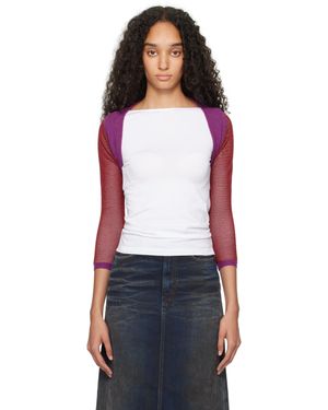 Eckhaus Latta Cardigan Rouge Et Mauve - Blanc