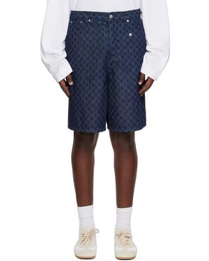 Dries Van Noten Printed Denim Shorts - Blue