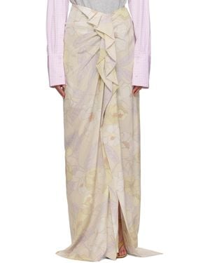 Dries Van Noten Silk Maxi Skirt - Natural