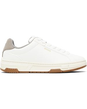 HUGO ホワイト フェイクレザー スニーカー - ブラック