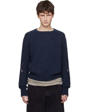 STEFAN COOKE Slashed Shaggy Jumper - Blue