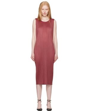 Pleats Please Issey Miyake Burgundy Monthly Colours May Maxi Dress - Black